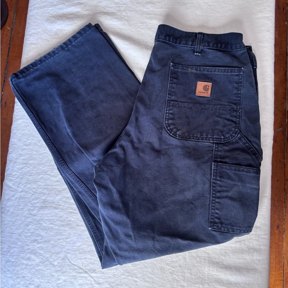 Carhartt B11 Loose Original Fit Washed Duck Work Dungaree Carpenter Pants 38x32